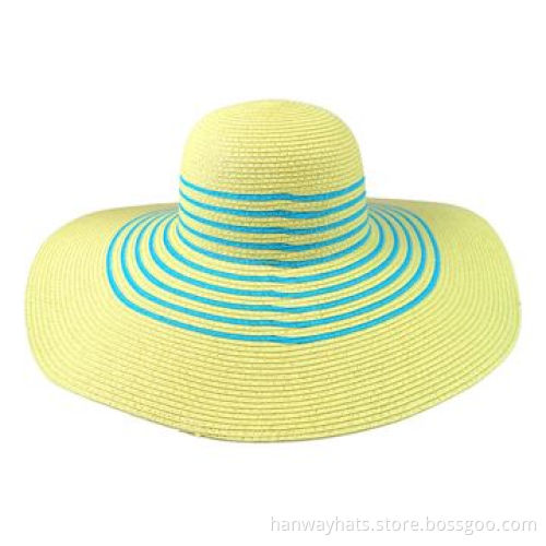 Two Tone Stripe Paper Braid Cheap Straw Floppy Hat